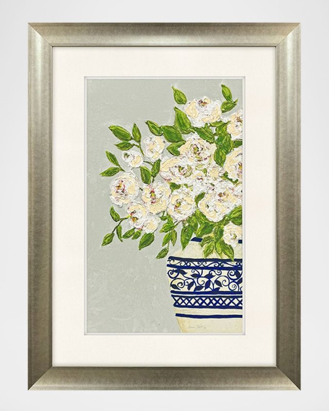 "Floral Balance I" Hand-Embellished Giclee
